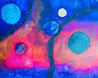 Outer Space Abstract Acrylic Painting