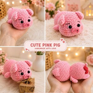 Pig Crochet Pattern PDF, Cute Heart Piglet Amigurumi Tutorial, Kawaii Plush DIY Gift, English Instant Download