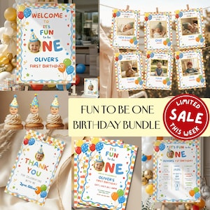 Fun to Be One Birthday Bundle – Editable Canva Templates (Instant Download)