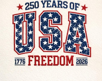250 Jahre Freiheit USA Stickmuster | Vaterhaftes Amerika 1776–2026 Maschinenstickerei | Stars and Stripes, 5 Größe, Instant Download