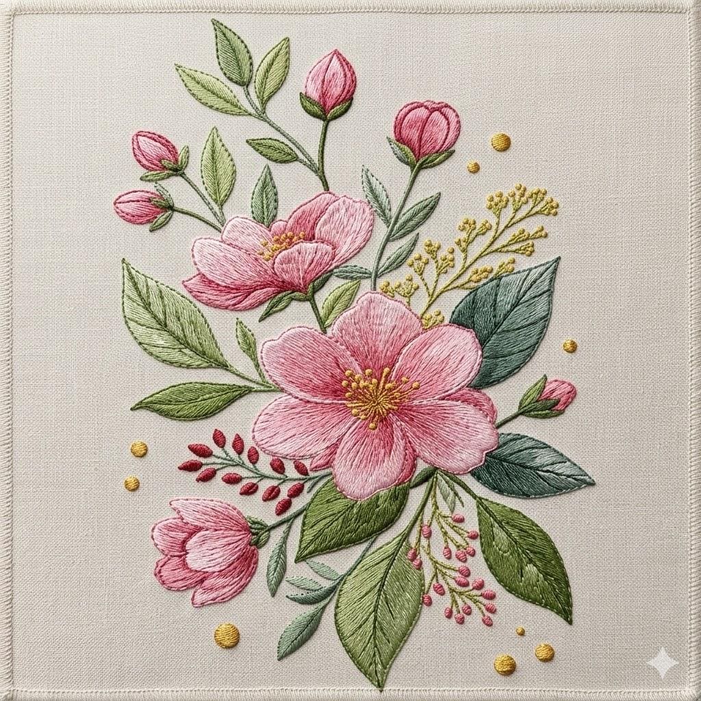 Embroidery bouquet of flowers - Etsy 日本