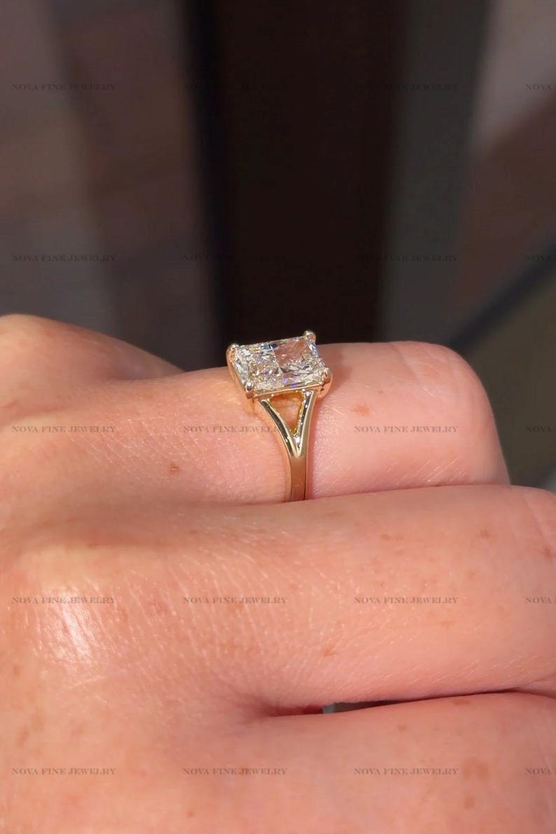 Radiant Cut Lab Grown Diamond Ring Solitaire Engagement Ring Radiant ...