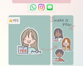 Personalisierter animierter JA Aufkleber | Personalisierte Chat Aufkleber (Digitaler Download)