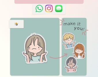 Personalisierter animierter Shrug Aufkleber | Personalisiertes Emoji, GIF (Digitaler Download)