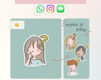 Personalisierter animierter denkender Aufkleber | Personalisiertes Emoji GIF (Digitaler Download)