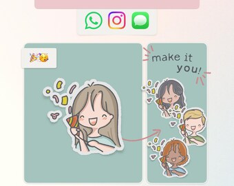 Personalisierte animierte Feier Aufkleber | Personalisierte Chat Aufkleber (Digitaler Download)