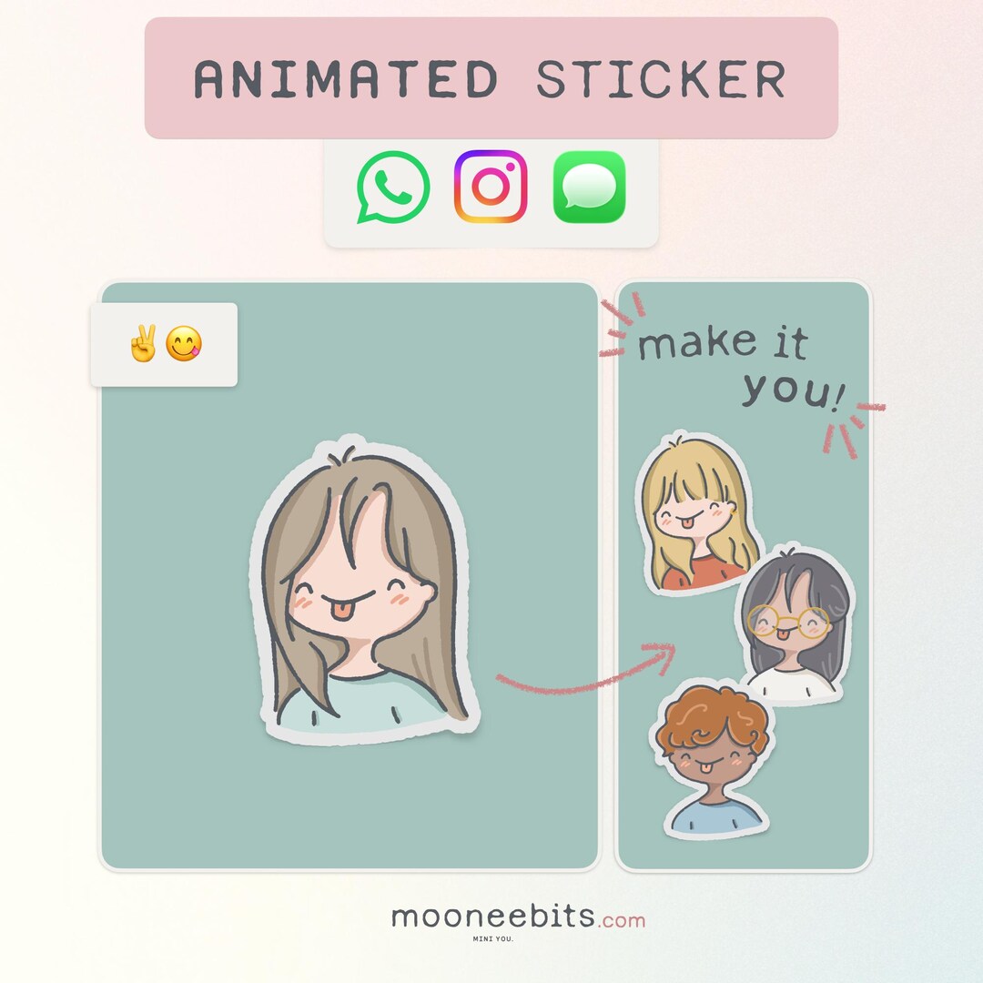 Personalized Animated Sticker | Custom Chat Stickers (digital Download ...
