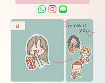 Personalisierter Popcorn Wächter animierter Aufkleber | Benutzerdefinierte Instagram Chat Aufkleber (Digitaler Download) | Auf Instagram, Instagram, Stories