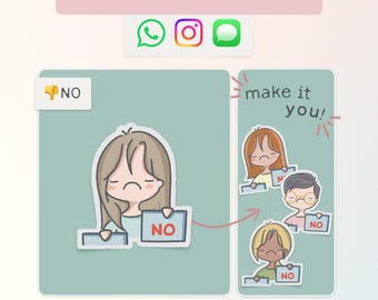 Personalisierter animierter "NO" Aufkleber | Personalisierter Chat Sticker (Digitaler Download)