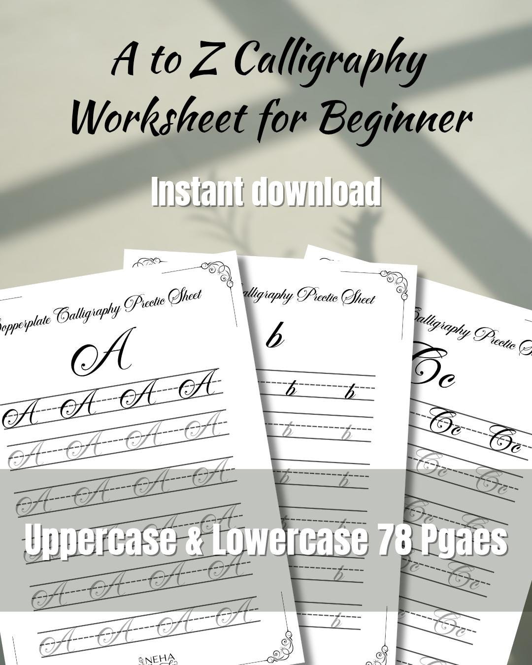 Alphabets A to Z Calligraphy Practice Worksheets, Lettering Sheets ...