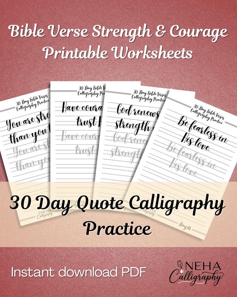 Bible Verse Calligraphy Practice Worksheets (KJV) (digital Download) - Etsy
