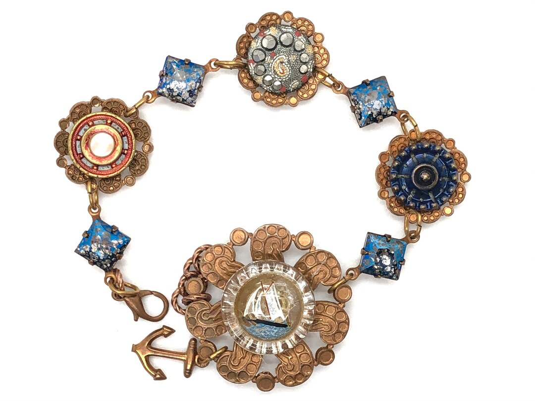 Sailing Ship Bracelet Antique Button Bracelet Nautical Etsy UK