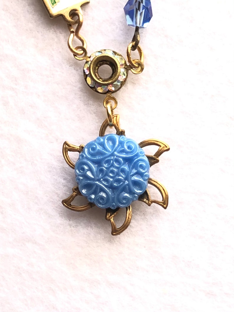 Vintage Joy Jewelry Vintage Button Necklace \u2013 Mixed Vintage Necklace \u2013 Artisan Button Necklace with Cloisonn\u00e9 \u2013 Flower Necklace