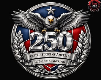250e verjaardag PNG, VS 1776-2026 Clipart, patriottische zeearend embleem, Semiquincentennial sublimatie, 4 juli Cricut ontwerp