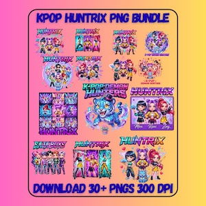 Kpop Demon Hunters PNG Bundle – 30 Huntrix PNG Designs, Printable K-Pop Demon Slayer Art, Valentine Shirt & Gift PNG, Instant Download