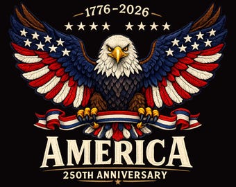 Eagle Amerikaanse vlag clipart PNG SVG, 250e verjaardag Bald Eagle Design, patriottisch 1776 2026 4 juli sublimatie digitale download