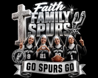 Spurs Nonnen png, Faith Family 210 shirtontwerp | Basketbalfan San Antonio | Katholieke sport-clipart | Go Spurs Go digitale download