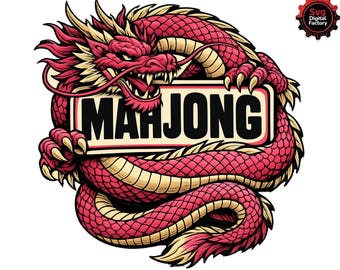 Shirtontwerp Mahjong Dragon, Mahjong SVG PNG-bundel, Mahjong Lover Clipart, Game Night SVG, Cricut Cut-bestand, Instant Download