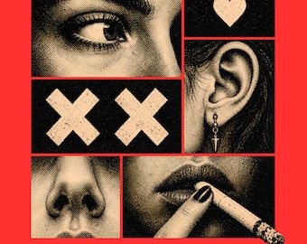 Grunge halftone clipart, punk esthetische png-svg, retro body collage digitale download | Verontruste textuur, commercieel gebruik
