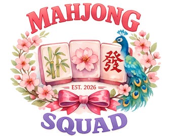 Mahjongploeg Clipart PNG SVG | Bundel aquarel mahjongtegels, game-avondshirtontwerp, sublimatie en digitale DTF-download