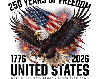 USA 250th Anniversary PNG, Patriotic Bald Eagle Sublimation, 1776 to 2026 America 250 Graphic, Distressed US Flag, 4th of July Shirt Design