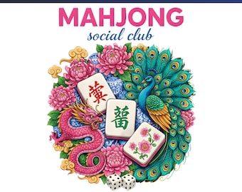 Mahjong SVG, Mahjong Social Club PNG, trendy shirtontwerp, Mahjong Lover Gift, Game Night Party Tee, afdrukbaar Cricut Cut-bestand