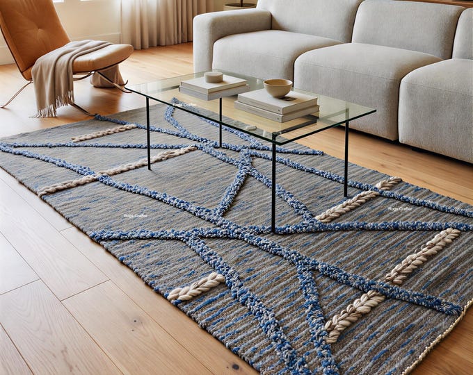 Featured listing image: Colorful Zigzag Wool Area Rug | Modern Boho Geometric Flatweave Runner for Hallway or Entryway