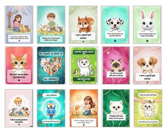 Schede di affermazione sugli animali per bambini / Appunti positivi per il cestino del pranzo (PDF)