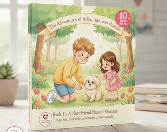 Storia di un cucciolo salvato – Adotta un animale domestico / Ebook per bambini in formato PDF + Pagine da colorare bonus