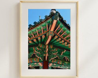 Korean Temple Dancheong Print, Traditional Architecture Wall Art, Seoul Decor | Digital Download