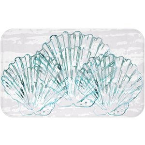 Teal Aqua Sea Shell Bathmat: Coastal Bathroom Decor