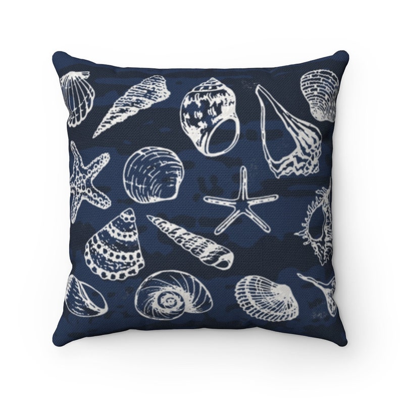 Nautical living outdoor throw pillow Navy blue white Etsy