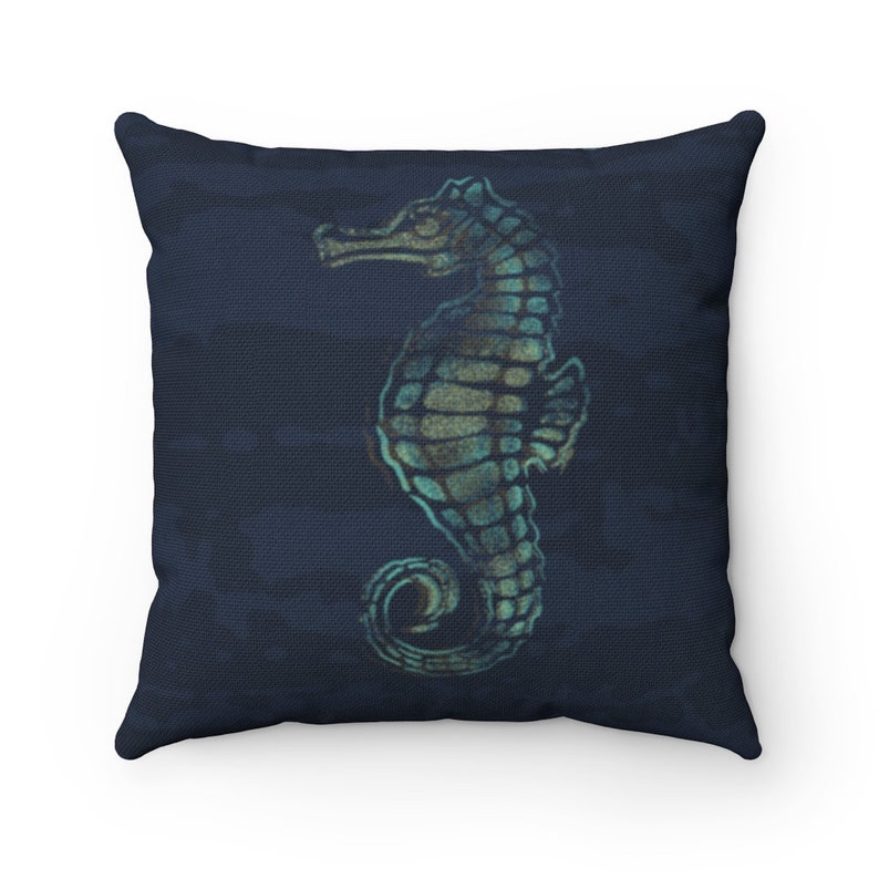 Coastal Throw Pillow, Tropical Turquoise Pillow Cover, Navy Blue Pillow