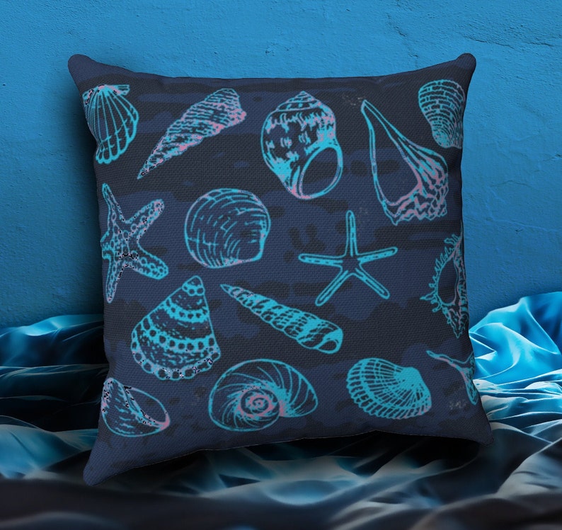 Outdoor Navy Blue Decorative Throw Pillow Teal Navy Blue Etsy