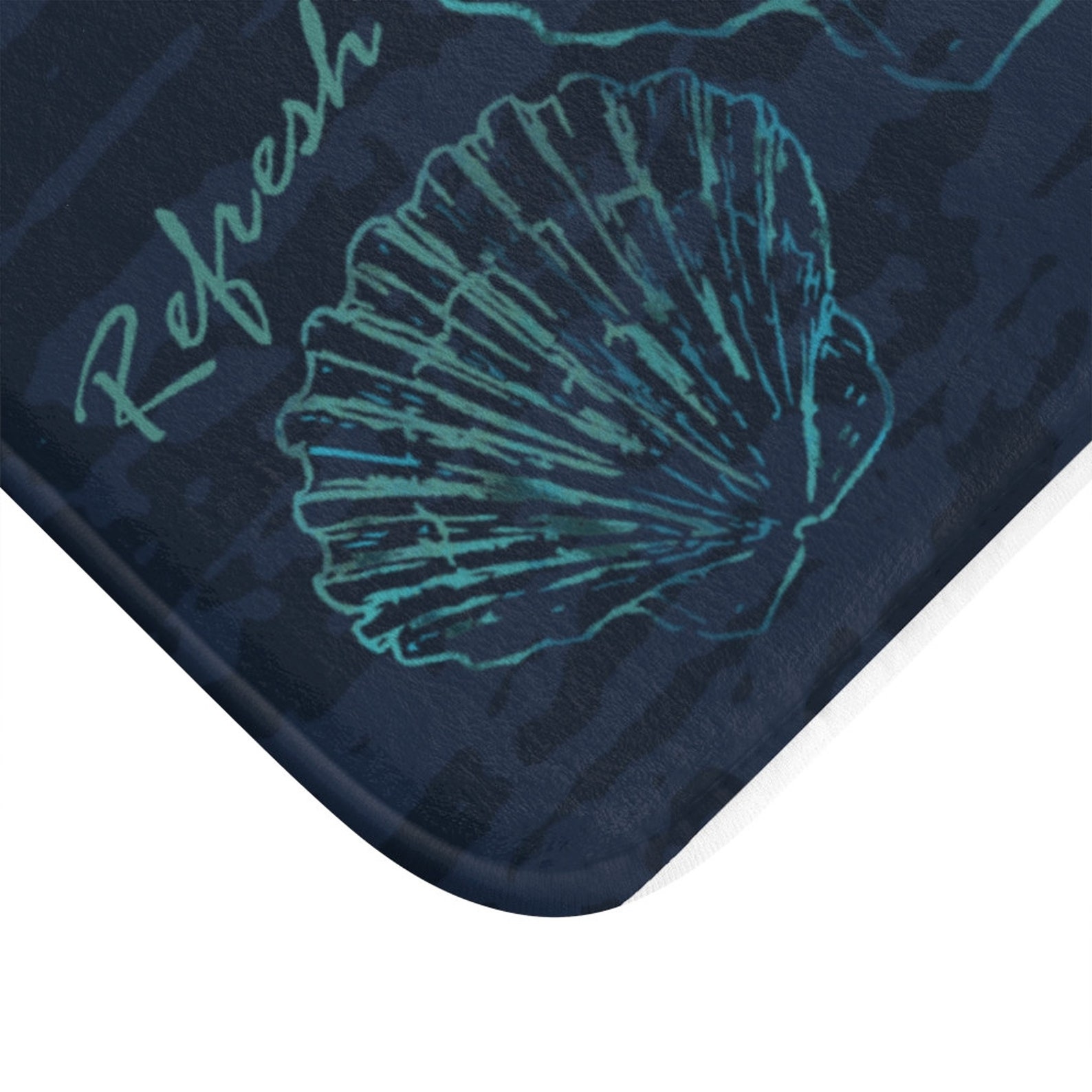 Blue Bathroom Rug, Beach Theme Bathroom Mat, Coastal Bathroom Rug, Navy