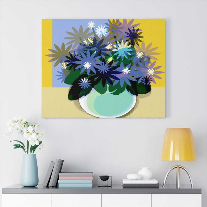 Teal Mod Wall Picture Mod Canvas For Wall Mid Century Mod Floral Canvas Art Yellow Mod Decor Mod Yellow Art Canvas Teal Wall Hanging Craft Supplies Tools Visual Arts 330 Co Il