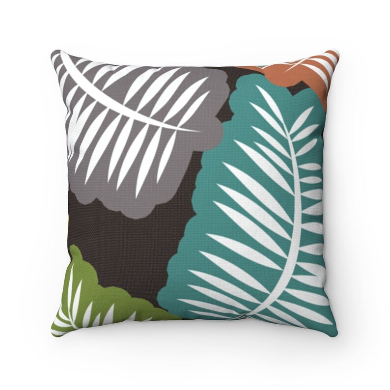 Dark Brown Outdoor Pillow, Hawaiian Palm Tree Pillow Cover, Coastal