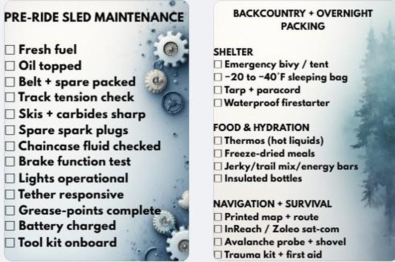 Ultimate Snowmachine Riding Checklist Bundle - Etsy