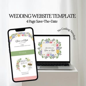 気まぐれなSave the Dateウェブサイトテンプレート | 編集可能なCanvaウェディングデザイン招待状 | デジタルダウンロード