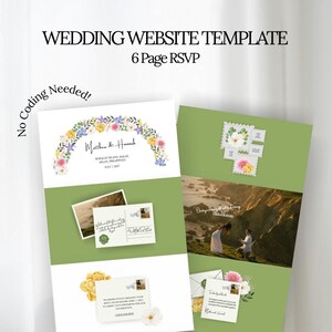 RSVP付きのエレガントで気まぐれなウェディングウェブサイトテンプレート | 編集可能なCanvaデジタルダウンロード招待状
