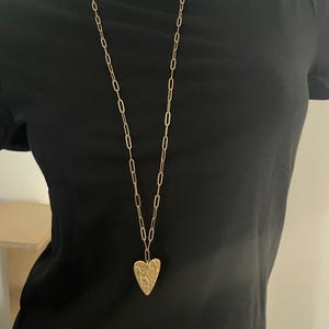 Hammered Gold Heart Necklace in Stainless Steel image 6