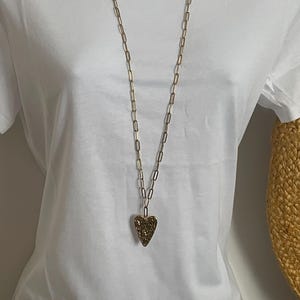 Hammered Gold Heart Necklace in Stainless Steel image 7