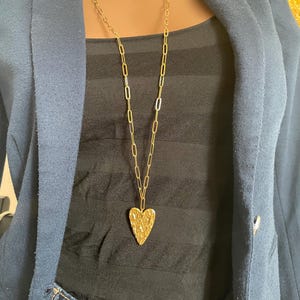 Hammered Gold Heart Necklace in Stainless Steel image 5
