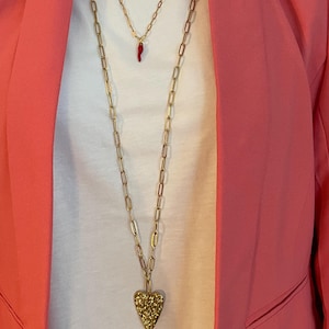 Hammered Gold Heart Necklace in Stainless Steel image 4