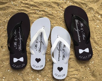 Beach Wedding Flip Flops, Just Married Flip Flops, Honeymoon Flip Flops, Bride Flip Flops, Groom Flip Flop