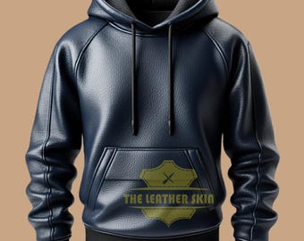 Men's Blue Leather Hoodie, Handmade Genuine Sheepskin Streetware Hooded jacket