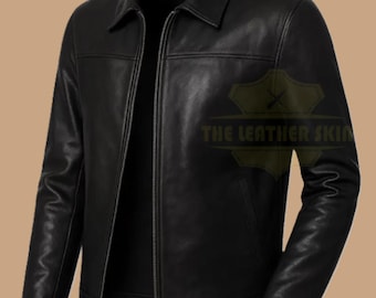 Men's Black Leather Jacket | Handmade Genuine Lambskin Leather Coat-Vintage Style Streetwear