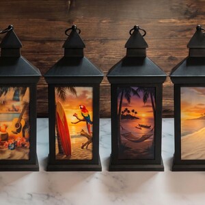 It’s 5 O’Clock Somewhere outdoor lantern 14" tall summer decor.