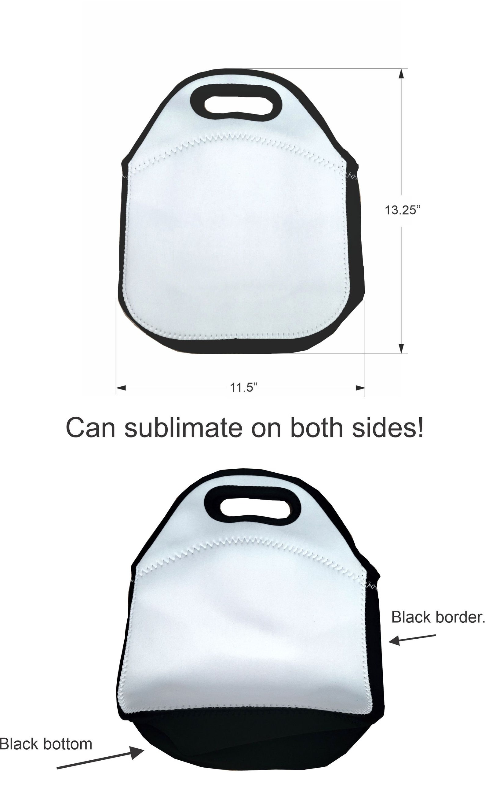 Lunch Tote Neoprene Sublimation Blank Lunch Tote Washable Lunch Bag Zip