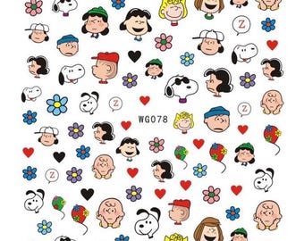 Adesivi per unghie Snoopy, decalcomanie per unghie, nail art in stile cartone animato, graziosi design per unghie, unghie fai da te semplici, adesivi per manicure, adesivi per nail art, regalo
